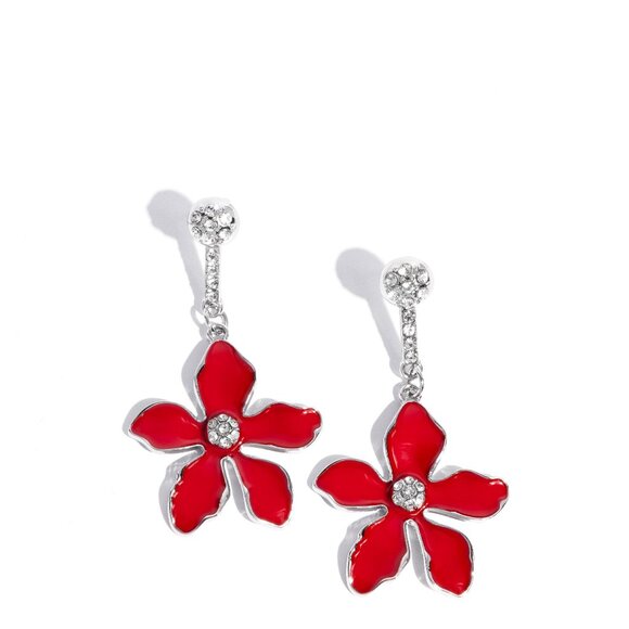 Paparazzi Jewelry Accessories - Floral Fleet - Red Earrings - NEW!!! - Picture 2 of 4